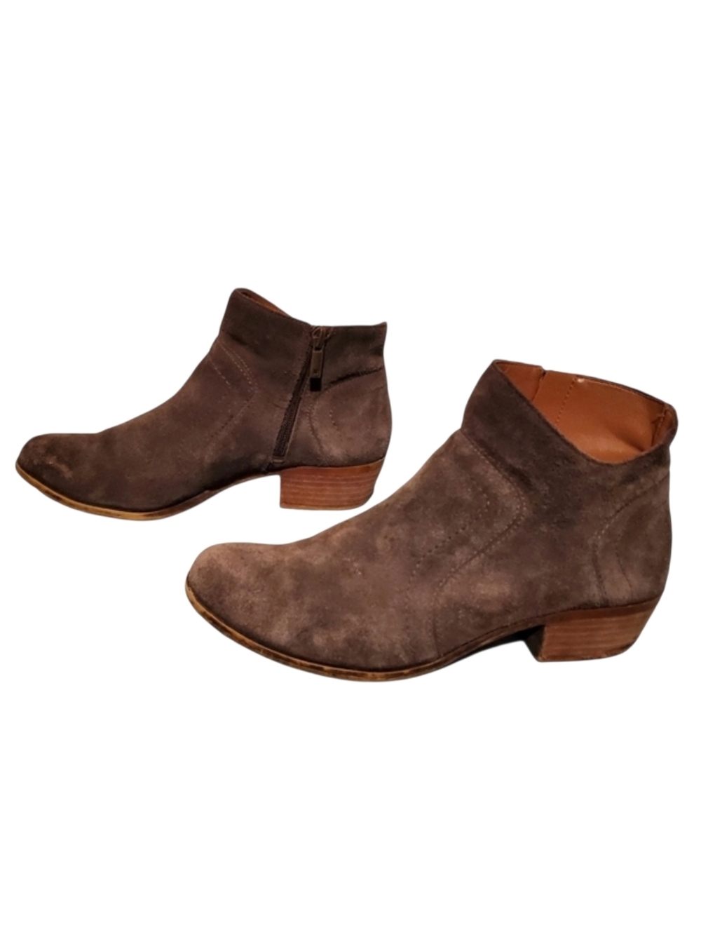 Lucky Brand Gray Leather Zip-Up Ankle Booties Boots Women's Size 8.5M